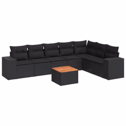 vidaXL Set Divani da Giardino con Cuscini 8 pz Nero in Polyrattan - Vista aggiuntiva 2