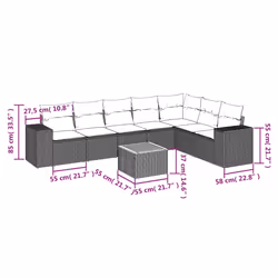 vidaXL Set Divani da Giardino con Cuscini 8 pz Nero in Polyrattan - Vista aggiuntiva 3