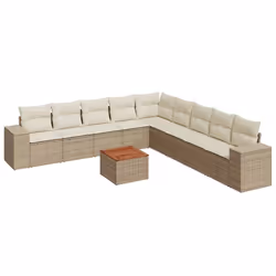 Set Divano da Giardino 10 pz con Cuscini Beige in Polyrattancod mxl 111853 - Vista aggiuntiva 2
