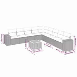 Set Divano da Giardino 10 pz con Cuscini Beige in Polyrattancod mxl 111853 - Vista aggiuntiva 3
