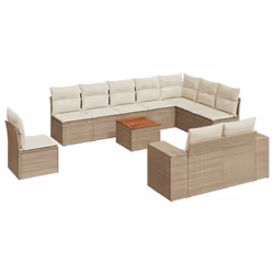 Set Divani da Giardino 11 pz con Cuscini Beige in Polyrattancod mxl 111870 - Vista aggiuntiva 2