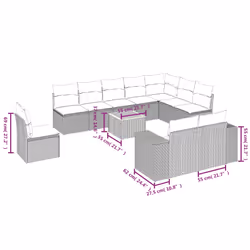 Set Divani da Giardino 11 pz con Cuscini Beige in Polyrattancod mxl 111870 - Vista aggiuntiva 3