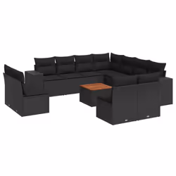Set Divani da Giardino 12 pz con Cuscini Nero in Polyrattancod mxl 112027 - Vista aggiuntiva 2