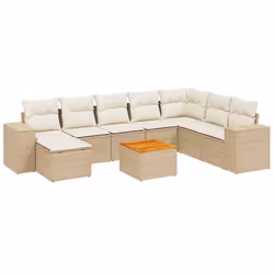 Set Divano da Giardino 9 pz con Cuscini Beige in Polyrattancod mxl 114434 - Vista aggiuntiva 2