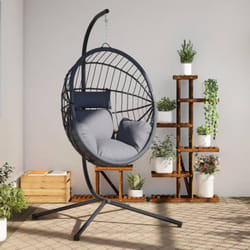 Vidaxl - Sedia Uovo Sospesa e Supporto Grigio Chiaro Polyrattan/Acciaio 171383
