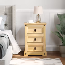 vidaXL Comodino Corona 53x39x66 cm in Legno Massello di Pino - Vista aggiuntiva 3