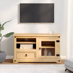 vidaXL Mobile Porta TV Corona 100x45x58 cm in Legno Massello di Pino - Vista aggiuntiva 3