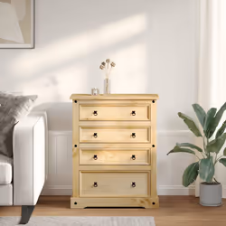 vidaXL Cassettiera Corona 92x48x120 cm in Legno Massello di Pino - Vista aggiuntiva 3