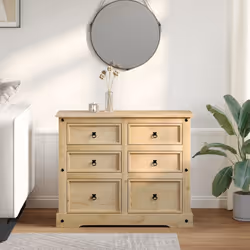vidaXL Cassettiera Corona 110x43x91 cm in Legno Massello di Pino - Vista aggiuntiva 3
