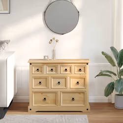vidaXL Cassettiera Corona 101x45x82 cm in Legno Massello di Pino - Vista aggiuntiva 3
