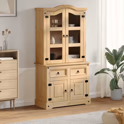 vidaXL Vetrina Corona 100x48,5x179 cm in Legno Massello di Pino - Vista aggiuntiva 3
