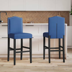 Vidaxl - Sedie da Bar 2 pz in Legno Massello di Hevea e Tessuto 63045