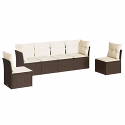 Set Divano da Giardino 6 pz con Cuscini Marrone in Polyrattancod mxl 115086 - Vista aggiuntiva 2