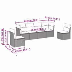 Set Divano da Giardino 6 pz con Cuscini Marrone in Polyrattancod mxl 115086 - Vista aggiuntiva 3