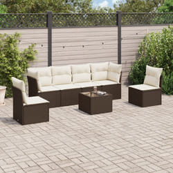 vidaXL Set Divani da Giardino 7 pz con Cuscini Marrone in Polyrattan