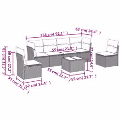 vidaXL Set Divani da Giardino 7 pz con Cuscini Marrone in Polyrattan - Vista aggiuntiva 3