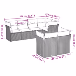 vidaXL Set Divani da Giardino 7pz con Cuscini Grigio Chiaro Polyrattan - Vista aggiuntiva 3