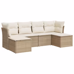 Set Divano da Giardino 6 pz con Cuscini Beige in Polyrattancod mxl 111281 - Vista aggiuntiva 2