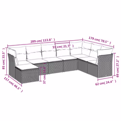 vidaXL Set Divano da Giardino 8pz con Cuscini Grigio Chiaro Polyrattan - Vista aggiuntiva 3