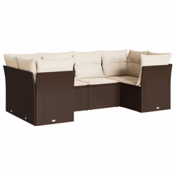 vidaXL Set Divano da Giardino 6 pz con Cuscini Marrone in Polyrattan - Vista aggiuntiva 2