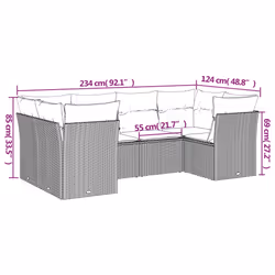 vidaXL Set Divano da Giardino 6 pz con Cuscini Marrone in Polyrattan - Vista aggiuntiva 3