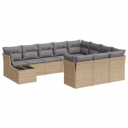Set Divani da Giardino 11 pz con Cuscini Beige in Polyrattancod mxl 89552 - Vista aggiuntiva 2
