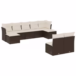 vidaXL Set Divani da Giardino 9pz con Cuscini Marrone in Polyrattan - Vista aggiuntiva 2