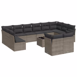 Set Divani da Giardino 13 pz con Cuscini Grigio in Polyrattancod mxl 113432 - Vista aggiuntiva 2