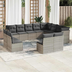 vidaXL Set Divano Giardino 12 pz con Cuscini Grigio Chiaro Polyrattan
