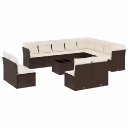 vidaXL Set Divani da Giardino 13 pz con Cuscini Marrone in Polyrattan - Vista aggiuntiva 2