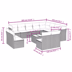 vidaXL Set Divani da Giardino 13 pz con Cuscini Marrone in Polyrattan - Vista aggiuntiva 3