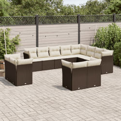 vidaXL Set Divani da Giardino 12 pz con Cuscini Marrone in Polyrattan