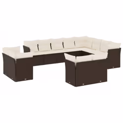 vidaXL Set Divani da Giardino 12 pz con Cuscini Marrone in Polyrattan - Vista aggiuntiva 2