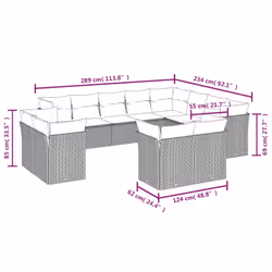 vidaXL Set Divani da Giardino 12 pz con Cuscini Marrone in Polyrattan - Vista aggiuntiva 3