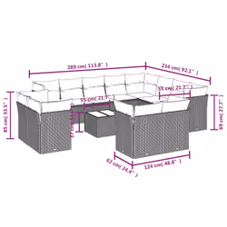 vidaXL Set Divani da Giardino 13 pz con Cuscini Marrone in Polyrattan - Vista aggiuntiva 3