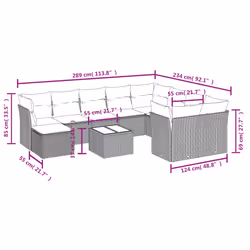 vidaXL Set Divani da Giardino 11 pz con Cuscini in Polyrattan Nero - Vista aggiuntiva 3