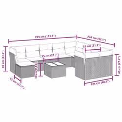 vidaXL Set Divani da Giardino 11 pz con Cuscini in Polyrattan Nero - Vista aggiuntiva 3