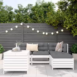 Set Salotto da Giardino 5 pz Bianco in Legno Massello di Pinocod mxl 92798 - Vista aggiuntiva 3