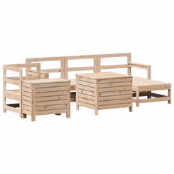Set Divani da Giardino 7 pz in Legno Massello di Pinocod mxl 92933 - Vista aggiuntiva 2