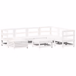 Set Divani da Giardino 8 pz in Legno Massello di Pino Biancocod mxl 116867 - Vista aggiuntiva 2