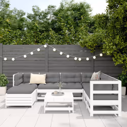 Set Divani da Giardino 8 pz in Legno Massello di Pino Biancocod mxl 116867 - Vista aggiuntiva 3