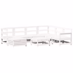 vidaXL Set Divani da Giardino 8 pz in Legno Massello di Pino Bianco - Vista aggiuntiva 2