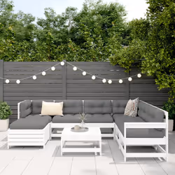 vidaXL Set Divani da Giardino 8 pz in Legno Massello di Pino Bianco - Vista aggiuntiva 3