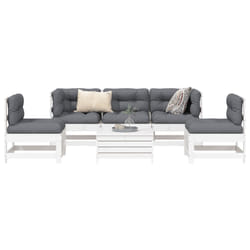 vidaXL Set Divani da Giardino 6 pz Bianco in Legno Massello di Pino