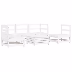 vidaXL Set Divani da Giardino 6 pz Bianco in Legno Massello di Pino - Vista aggiuntiva 2