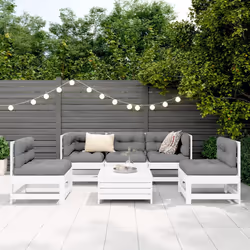 vidaXL Set Divani da Giardino 6 pz Bianco in Legno Massello di Pino - Vista aggiuntiva 3