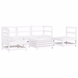 vidaXL Set Divani da Giardino 6 pz Bianco in Legno Massello di Pino - Vista aggiuntiva 2