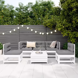 vidaXL Set Divani da Giardino 6 pz Bianco in Legno Massello di Pino - Vista aggiuntiva 3