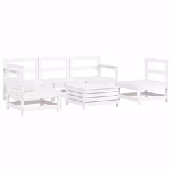 vidaXL Set Divani da Giardino 6 pz Bianco in Legno Massello di Pino - Vista aggiuntiva 2