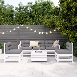 vidaXL Set Divani da Giardino 6 pz Bianco in Legno Massello di Pino - Vista aggiuntiva 3